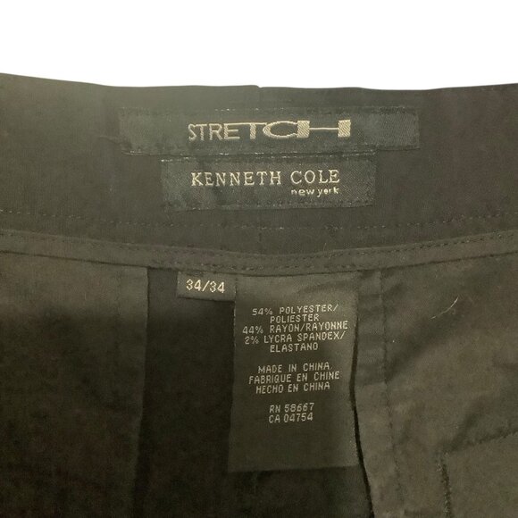 Vtg Kenneth Cole Mens Black Stretch Pants 34x34 Polyester Blend Slim Fit - Picture 3 of 7